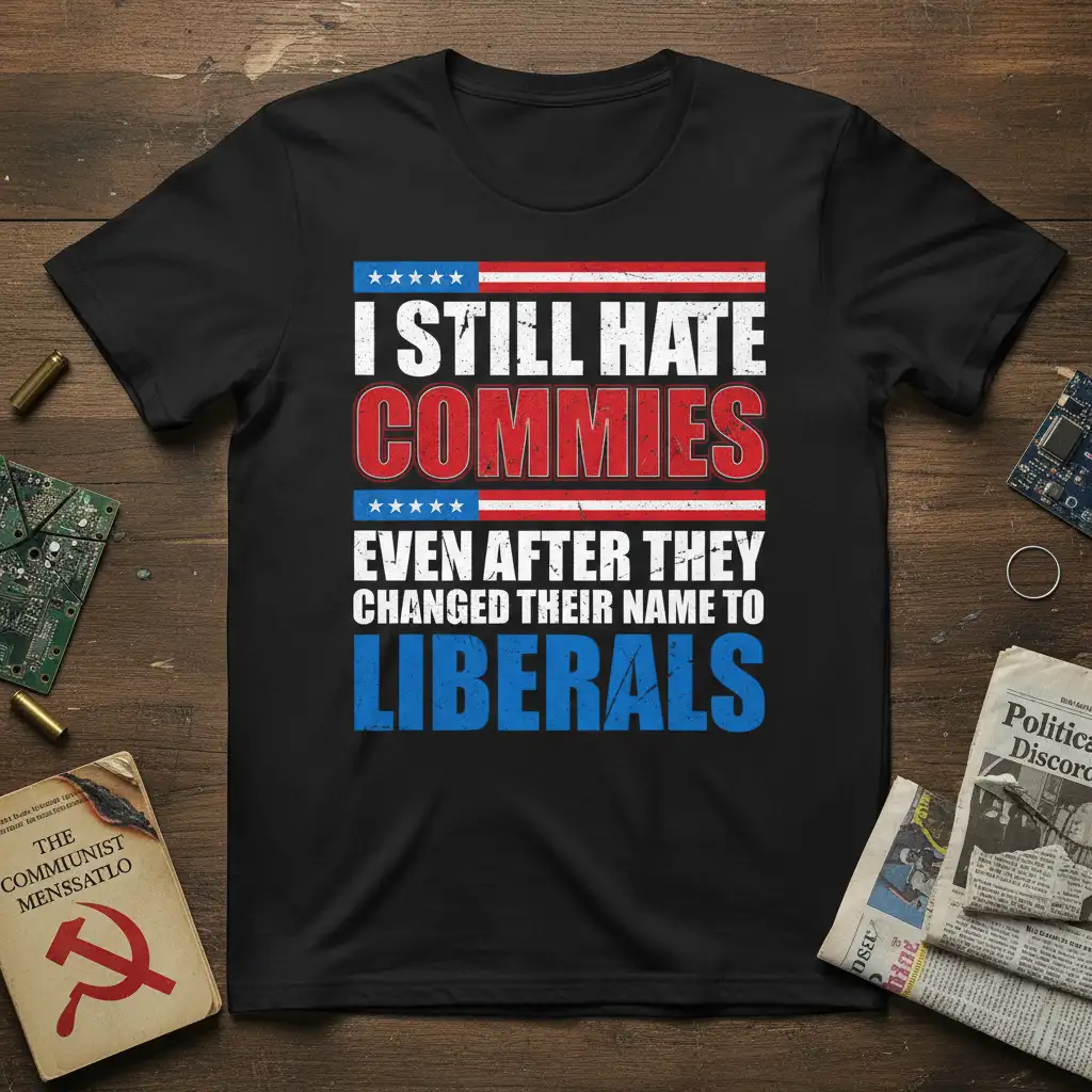 I STILL HATE COMMIES EVEN AFTER THEY CHANGED THEIR NAME TO LIBERALS political statement t-shirt design