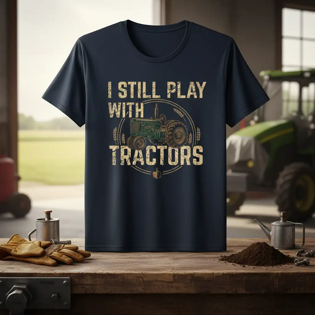 I Still Play With Tractors vintage tractor graphic tee design for farmers
