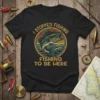 I Stopped Fishing Fishing To Be Here bass fishing t-shirt with vintage fish graphic and sunset