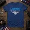 I SUPPORT 8F Law Enforcement t-shirt with police badge and wings graphic