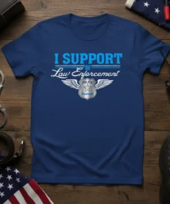 I SUPPORT 8F Law Enforcement t-shirt with police badge and wings graphic