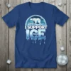 I SUPPORT ICE t-shirt design with a geometric polar bear standing on ice under an icy dome, featuring dripping ice