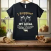 I Support MY LOCAL Dairy Farmer t-shirt design with milk cans and a cow silhouette