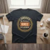 T-shirt featuring the text "I Survived My Husband's Knee Replacement" in a decorative circular design