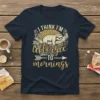 Navy t-shirt with "I Think I'm Allergic To Mornings" text and a sleeping sloth graphic