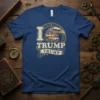 I TRUMP TRUMP political t-shirt with an eagle wearing an American flag motif