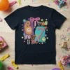 I was 6 now I'm 7 birthday girl t-shirt with colorful retro design and smiley faces