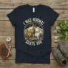 I Was Normal Goats Ago t-shirt with vintage illustration of three goats on a mountain landscape