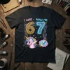 "I Was Now I'm 6 7" birthday t-shirt design with a dabbing unicorn, rocket, and neon numbers 6 and 7