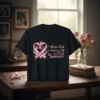 T-shirt with pink ribbon forming a heart, saying "I Wear Pink In Memory Of My SISTER" for breast cancer awareness