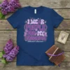 Navy t-shirt with "I Wear Purple For My Grandma" text and Alzheimer's Awareness ribbon graphic