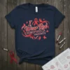 I Wear Red Hemophilia Awareness T-Shirt with red ribbon and butterflies graphic
