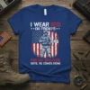 I Wear Red On Fridays For My Brother T-Shirt design with soldier and American flag graphic, dog tags, and patriotic