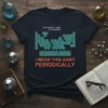 Navy t-shirt featuring the periodic table of elements and the text "I Wear This Shirt Periodically" in orange lettering
