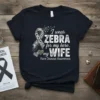I wear ZEBRA for my hero. my WIFE Rare Disease Awareness text design with a decorative ribbon and hearts on