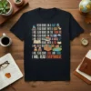 I Will Read Everywhere Book Lover T-Shirt design with various reading scenarios and colorful illustrations. Includes text about reading on