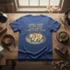 I Work Hard So My Dog Can Have A Better Life text with sleeping bulldog graphic on a blue t-shirt