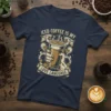 Iced Coffee Is My Love Language graphic t-shirt with a hand holding a cup of iced coffee and heart accents