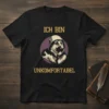 Ich bin Unkomfortabel German Shepherd t-shirt with vintage helmet graphic and German text