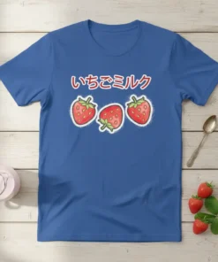 いちごミルク creative graphic design printed on comfortable cotton t-shirt