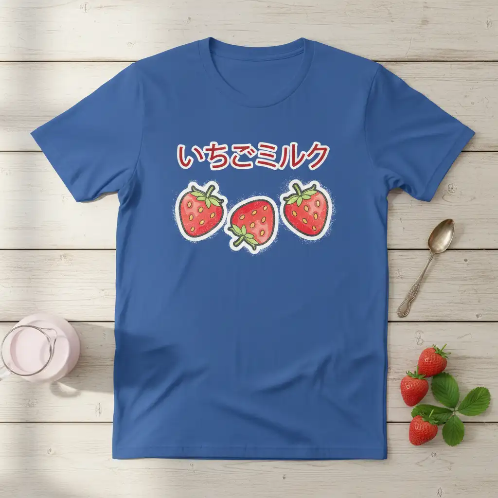 いちごミルク unique artwork printed on breathable fabric creating a standout t-shirt