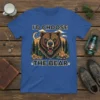I'd Choose The Bear t-shirt design featuring a fierce grizzly bear head, forest, moon, and campfire graphic