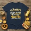 Navy blue t-shirt with bold yellow text: "I'd Like Mustard On Top Of Mustard With An Extra Large Mustard Mustard
