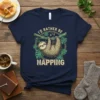 T-shirt with "I'd Rather Be Napping" text and a cute sloth hanging from a branch
