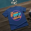 I'd Rather Be Skinny Dipping t-shirt design with retro neon circle and diver graphic