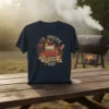 I'D SMOKE SMOKE THAT t-shirt with stacked cow, pig, and rooster design, surrounded by flames and BBQ tools