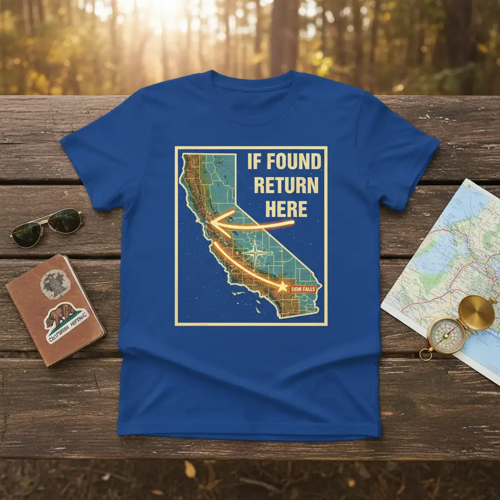 IF FOUND RETURN HERE EBM FALLS creative illustration printed on soft premium material creating a standout t-shirt