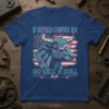 Robotic bull wearing American flag sunglasses with text "If Genders Confuse You Go Milk A Bull" on a navy t-shirt