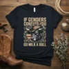If Genders Confuse You Go Milk A Bull text with a bull wearing a cowboy hat on a dark navy