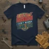 Navy t-shirt with distressed text "if she don't HAWK TUAH I DON'T WANNA TAWK TUAH" and gear graphics, automotive humor