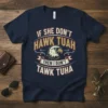 If She Don't Hawk Tuah Then I Don't Tawk Tuha quote t-shirt with eagle graphic and vintage design