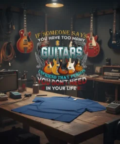 Text design "If Someone Says You Have Too Many Guitars Unfriend That Person You Don't Need In Your Life" with