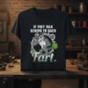 IF THEY TALK BEHIND YO BACK Fart. text with cartoon wolf farting graphic on a black t-shirt