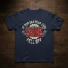 If You Can Read This She Fell Off quote on a navy blue t-shirt with piston and gear graphics