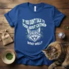 If You Don't Talk To Your About Catnip Who Will? funny cat t-shirt with a cartoon cat face and catnip