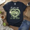 If You Me Let Me Sleep T-Shirt with a cute sleeping sloth graphic on a dark navy tee