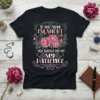 If You Think I'm Short You Should See My Patience quote on a black t-shirt with floral accents