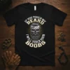 Funny quote t-shirt with skull graphic saying "If You Touch My Beard I Will Touch Your Boobs" in vintage style