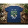 T-shirt with white text "If You Were A Plant, I'd Remember Your Name" surrounded by lush green houseplants in pots