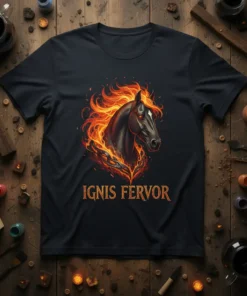 Ignis Fervor Horse T-Shirt detailed graphic design printed on comfortable cotton t-shirt