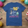 I'm 10 Let's LET'S PAW-TY birthday t-shirt design with a cat and cake