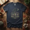 I'm 10 in Dog Years t-shirt with a sitting dog silhouette, stars, and moon graphic