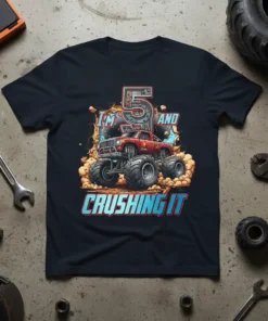 I'm 5 and Crushing It bold graphic design printed on comfortable cotton t-shirt