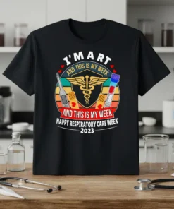 I'm Art And This Is My Week Happy Respiratory Care Week 2023 t-shirt design with medical caduceus, thermometer, and blood