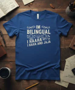 IM BILINGUAL HA HA text design featuring creative typography on quality t-shirt