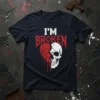 I'm Broken skull and heart graphic t-shirt with dripping red accents